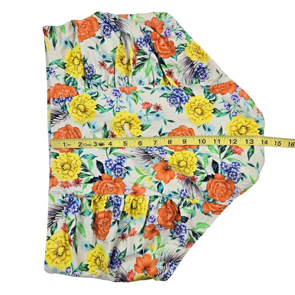 TORRID HIGH WAIST SWIMSUIT BOTTOM WHITE FLORAL RUCHED SWIM SZ 1 1X BIKINI - Picture 6 of 6